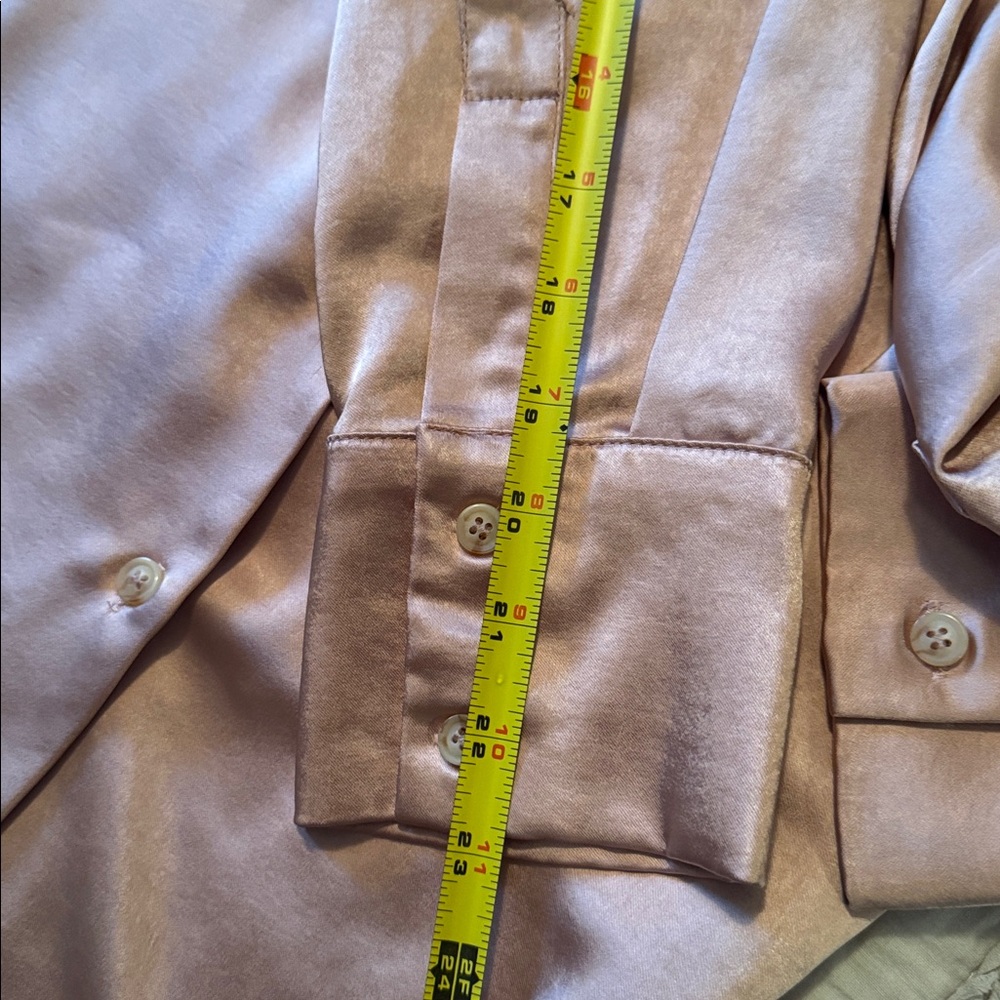 Mystree Satin Button Down Shirt in Blush - Picture 5 of 10